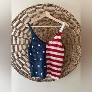 Moon & Madison American Flag Knit Tank Top